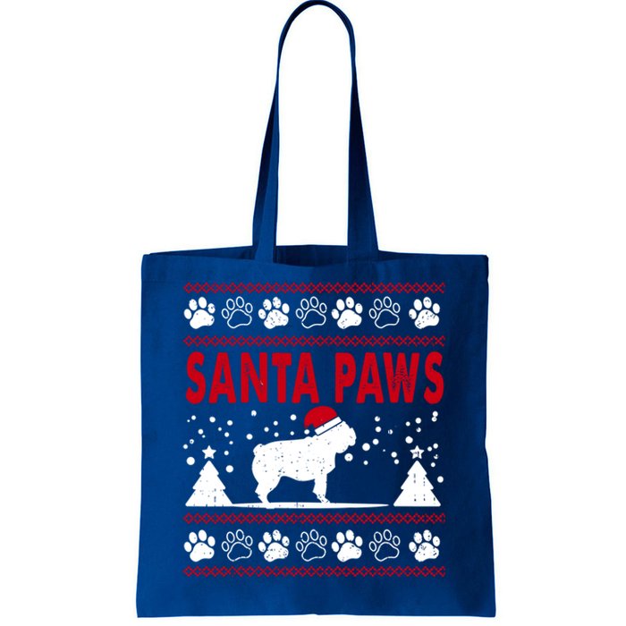 Santa Paw Pug Dog Merry Christmas Funny Pajamas Ugly Xmas Gift Tote Bag