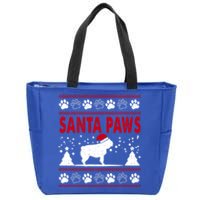 Santa Paw Pug Dog Merry Christmas Funny Pajamas Ugly Xmas Gift Zip Tote Bag