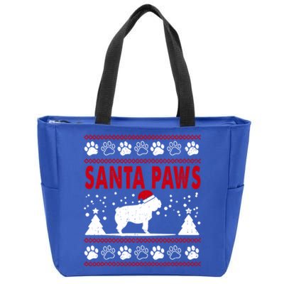 Santa Paw Pug Dog Merry Christmas Funny Pajamas Ugly Xmas Gift Zip Tote Bag