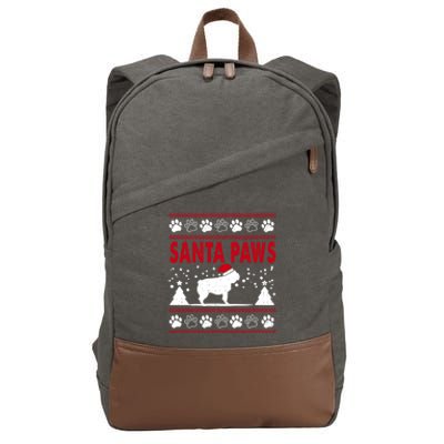 Santa Paw Pug Dog Merry Christmas Funny Pajamas Ugly Xmas Gift Cotton Canvas Backpack