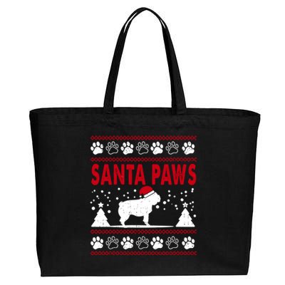 Santa Paw Pug Dog Merry Christmas Funny Pajamas Ugly Xmas Gift Cotton Canvas Jumbo Tote