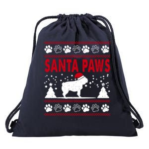 Santa Paw Pug Dog Merry Christmas Funny Pajamas Ugly Xmas Gift Drawstring Bag