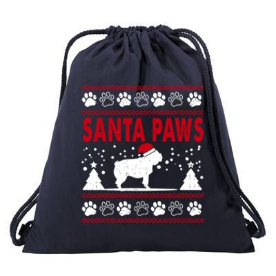 Santa Paw Pug Dog Merry Christmas Funny Pajamas Ugly Xmas Gift Drawstring Bag