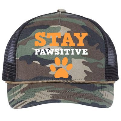 Stay Pawsitive Positive And Pet Lover Gift Retro Rope Trucker Hat Cap