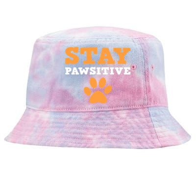 Stay Pawsitive Positive And Pet Lover Gift Tie-Dyed Bucket Hat