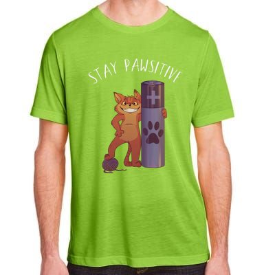 Stay Pawsitive Positive Cat Paw Print Kitty Motivational Pun Gift Adult ChromaSoft Performance T-Shirt