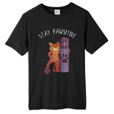 Stay Pawsitive Positive Cat Paw Print Kitty Motivational Pun Gift Tall Fusion ChromaSoft Performance T-Shirt