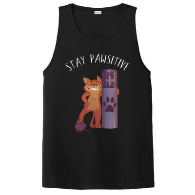 Stay Pawsitive Positive Cat Paw Print Kitty Motivational Pun Gift PosiCharge Competitor Tank