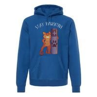 Stay Pawsitive Positive Cat Paw Print Kitty Motivational Pun Gift Premium Hoodie