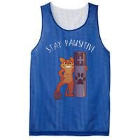 Stay Pawsitive Positive Cat Paw Print Kitty Motivational Pun Gift Mesh Reversible Basketball Jersey Tank