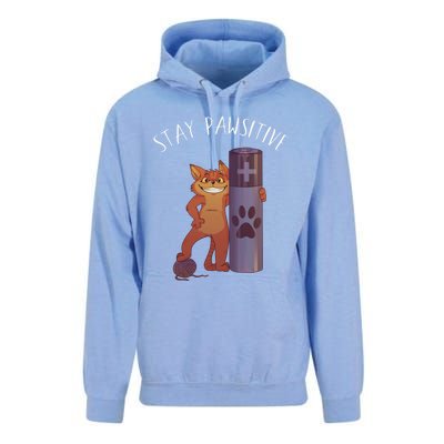 Stay Pawsitive Positive Cat Paw Print Kitty Motivational Pun Gift Unisex Surf Hoodie