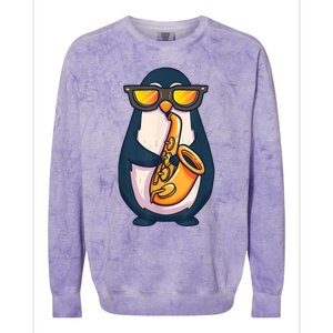 Saxophone Player Penguin Jazz Band Music Animal Lovers Gift Colorblast Crewneck Sweatshirt