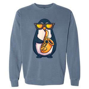 Saxophone Player Penguin Jazz Band Music Animal Lovers Gift Garment-Dyed Sweatshirt