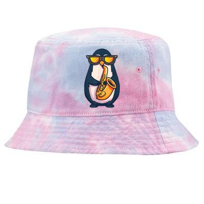 Saxophone Player Penguin Jazz Band Music Animal Lovers Gift Tie-Dyed Bucket Hat