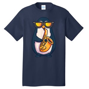 Saxophone Player Penguin Jazz Band Music Animal Lovers Gift Tall T-Shirt