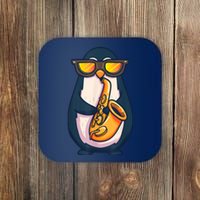 Saxophone Player Penguin Jazz Band Music Animal Lovers Gift Coaster