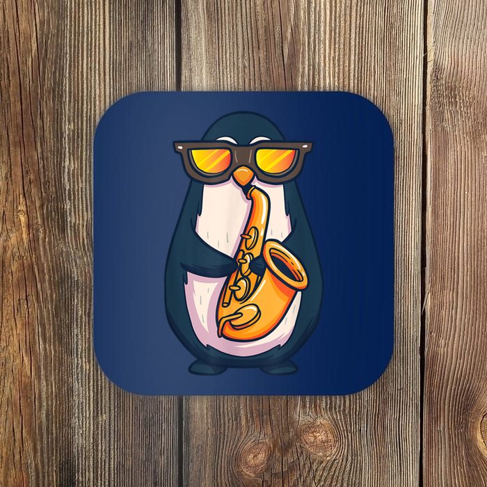 Saxophone Player Penguin Jazz Band Music Animal Lovers Gift Coaster