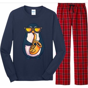 Saxophone Player Penguin Jazz Band Music Animal Lovers Gift Long Sleeve Pajama Set