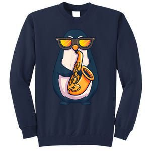 Saxophone Player Penguin Jazz Band Music Animal Lovers Gift Tall Sweatshirt