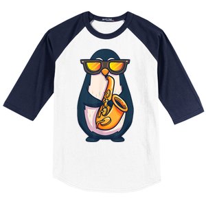 Saxophone Player Penguin Jazz Band Music Animal Lovers Gift Baseball Sleeve Shirt