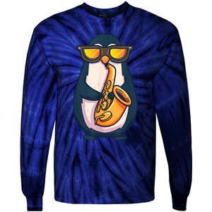 Saxophone Player Penguin Jazz Band Music Animal Lovers Gift Tie-Dye Long Sleeve Shirt