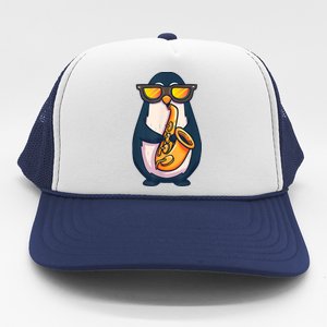 Saxophone Player Penguin Jazz Band Music Animal Lovers Gift Trucker Hat