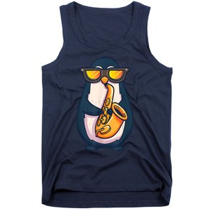 Saxophone Player Penguin Jazz Band Music Animal Lovers Gift Tank Top