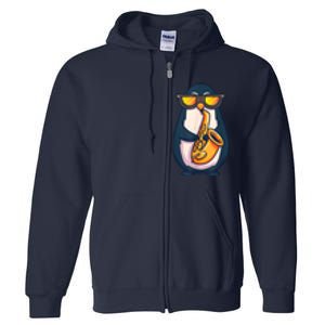 Saxophone Player Penguin Jazz Band Music Animal Lovers Gift Full Zip Hoodie