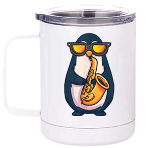 Saxophone Player Penguin Jazz Band Music Animal Lovers Gift 12 oz Stainless Steel Tumbler Cup