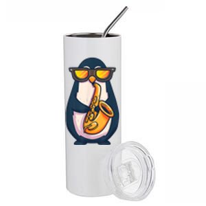 Saxophone Player Penguin Jazz Band Music Animal Lovers Gift Stainless Steel Tumbler