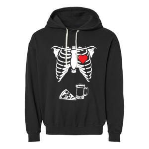 Skeleton Pregnancy Pizza Beer Xray Halloween Soon Dad Sweatshirt Garment-Dyed Fleece Hoodie