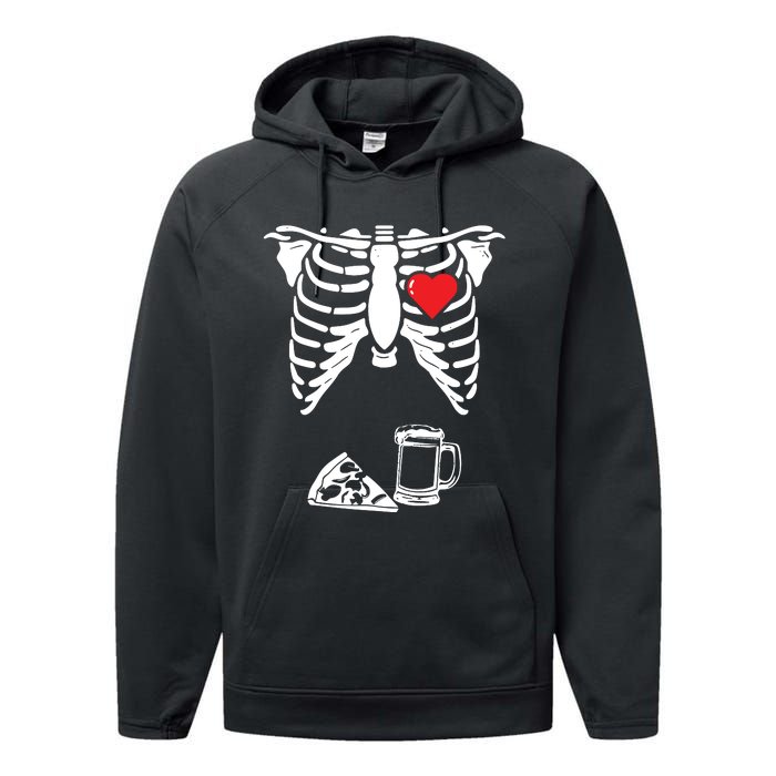 Skeleton Pregnancy Pizza Beer Xray Halloween Soon Dad Sweatshirt Performance Fleece Hoodie