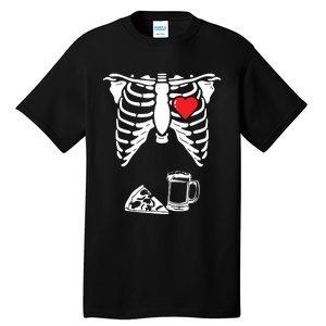 Skeleton Pregnancy Pizza Beer Xray Halloween Soon Dad Sweatshirt Tall T-Shirt