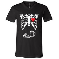 Skeleton Pregnancy Pizza Beer Xray Halloween Soon Dad Sweatshirt V-Neck T-Shirt