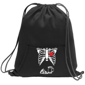 Skeleton Pregnancy Pizza Beer Xray Halloween Soon Dad Sweatshirt Sweatshirt Cinch Pack Bag