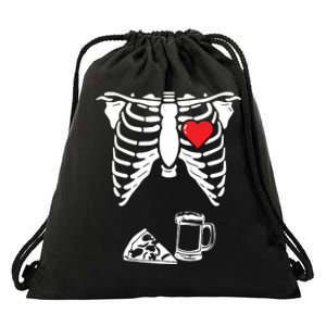 Skeleton Pregnancy Pizza Beer Xray Halloween Soon Dad Sweatshirt Drawstring Bag