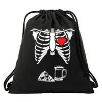 Skeleton Pregnancy Pizza Beer Xray Halloween Soon Dad Sweatshirt Drawstring Bag