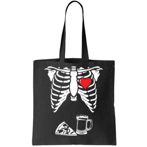 Skeleton Pregnancy Pizza Beer Xray Halloween Soon Dad Sweatshirt Tote Bag