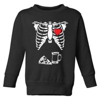 Skeleton Pregnancy Pizza Beer Xray Halloween Soon Dad Sweatshirt Toddler Sweatshirt