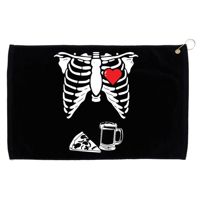 Skeleton Pregnancy Pizza Beer Xray Halloween Soon Dad Sweatshirt Grommeted Golf Towel