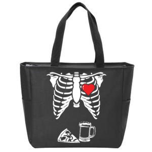 Skeleton Pregnancy Pizza Beer Xray Halloween Soon Dad Sweatshirt Zip Tote Bag