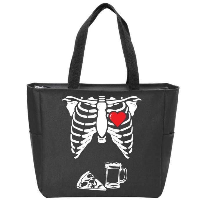 Skeleton Pregnancy Pizza Beer Xray Halloween Soon Dad Sweatshirt Zip Tote Bag