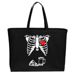 Skeleton Pregnancy Pizza Beer Xray Halloween Soon Dad Sweatshirt Cotton Canvas Jumbo Tote