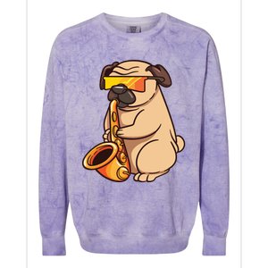 Saxophone Player Pug Jazz Band Music And Dog Lovers Gift Colorblast Crewneck Sweatshirt