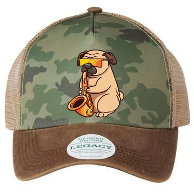 Saxophone Player Pug Jazz Band Music And Dog Lovers Gift Legacy Tie Dye Trucker Hat
