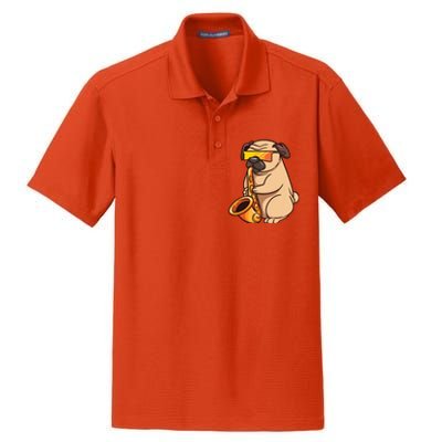 Saxophone Player Pug Jazz Band Music And Dog Lovers Gift Dry Zone Grid Polo