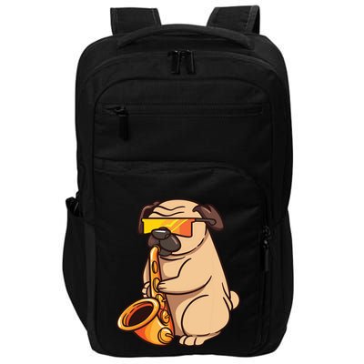 Saxophone Player Pug Jazz Band Music And Dog Lovers Gift Impact Tech Backpack