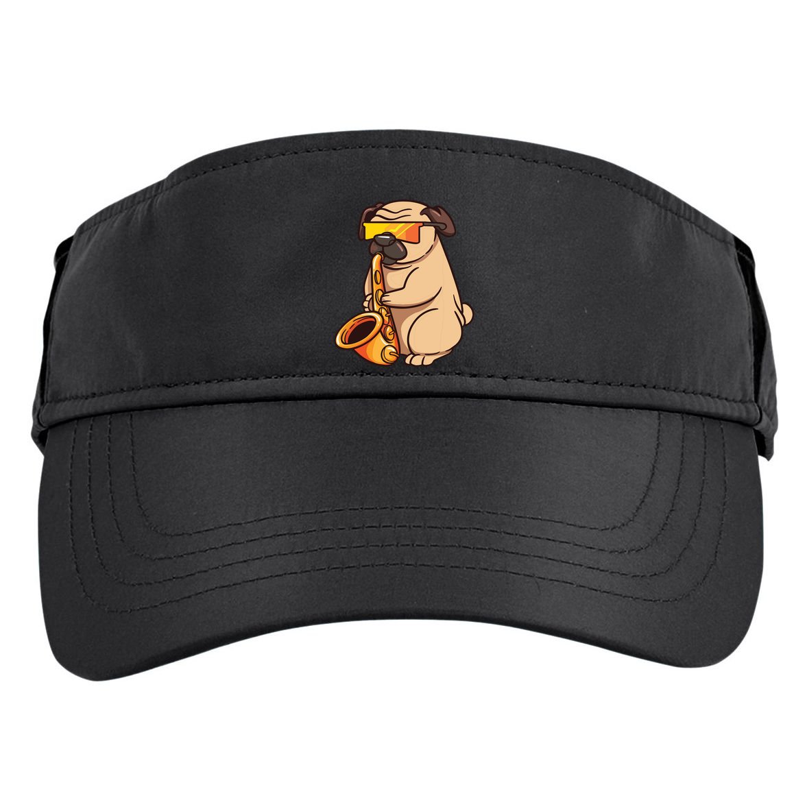 Saxophone Player Pug Jazz Band Music And Dog Lovers Gift Adult Drive Performance Visor