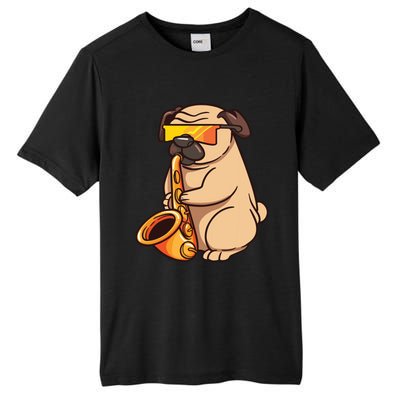 Saxophone Player Pug Jazz Band Music And Dog Lovers Gift Tall Fusion ChromaSoft Performance T-Shirt