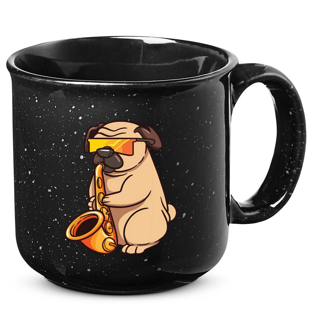 Saxophone Player Pug Jazz Band Music And Dog Lovers Gift 15oz Campfire Ceramic Mug